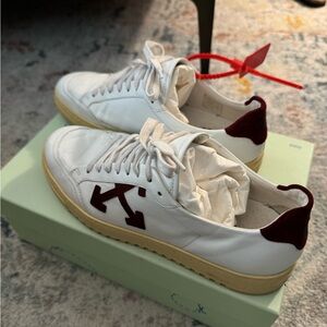Off-White White and Burgundy Women’s Athletic Shoes